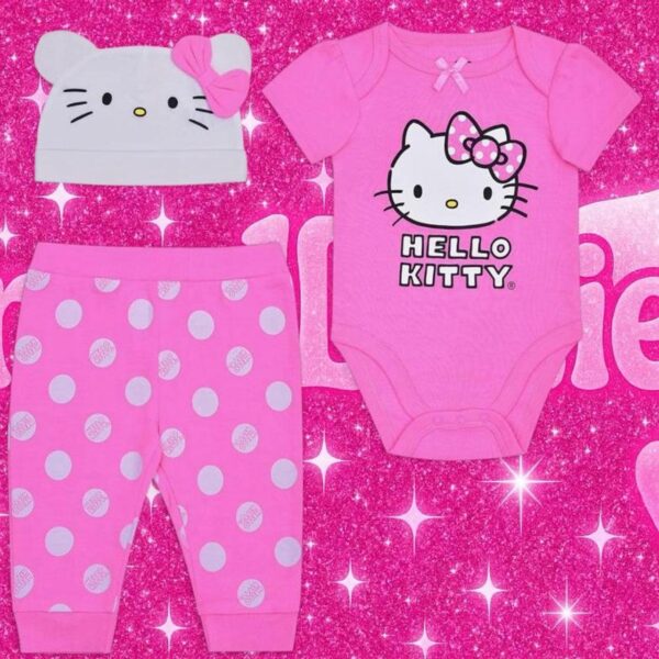 Hello Kitty Girls' Pink Sleepsuits-babygrows