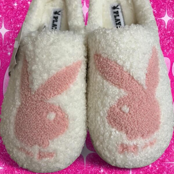 Playboy Women's Pink and White Slippers