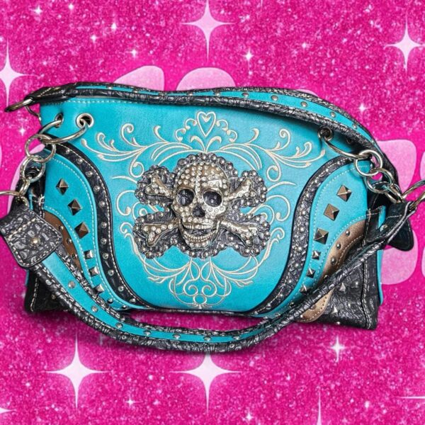 Turquoise skull bag